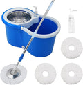 Spin Mop and Bucket with Wringer Set, 3 Microfiber Mop Heads by CooFel