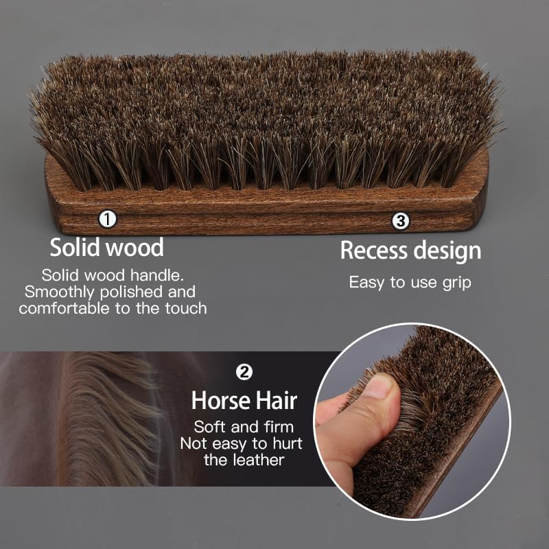 MAXIMILIAN Shoe Shine Brush Kit 3Pcs Suede Brush Solid Wood Shoe Brushes - Image 3