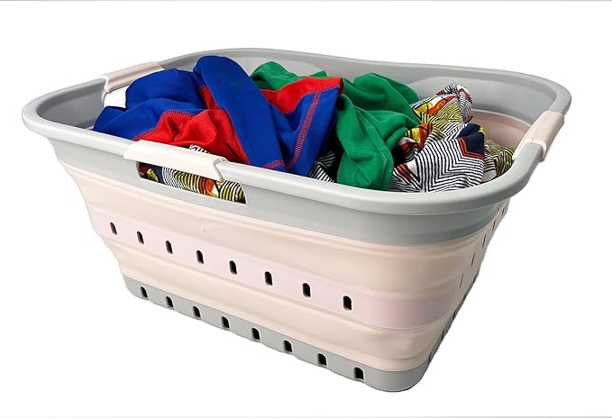 SAMMART 42 Collapsible Plastic Laundry Basket, Foldable Pop Up Storage by SAMMART
