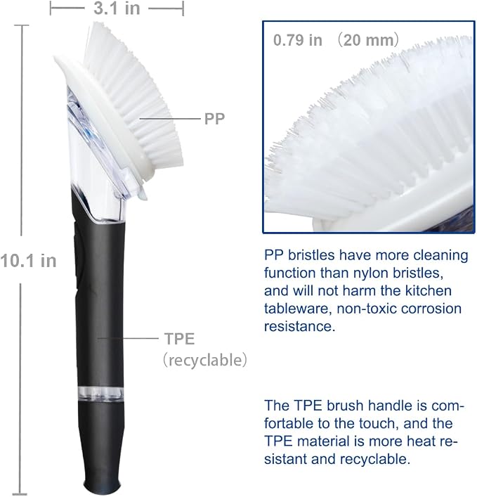 CELOX Dish Brush with Soap Dispenser, Dish Soap Brush with Handle - Image 2