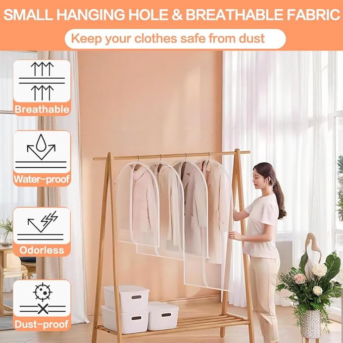 Clear Garment Bags for Hanging Clothes Travel Suit Bags for Closet Storage - Image 6