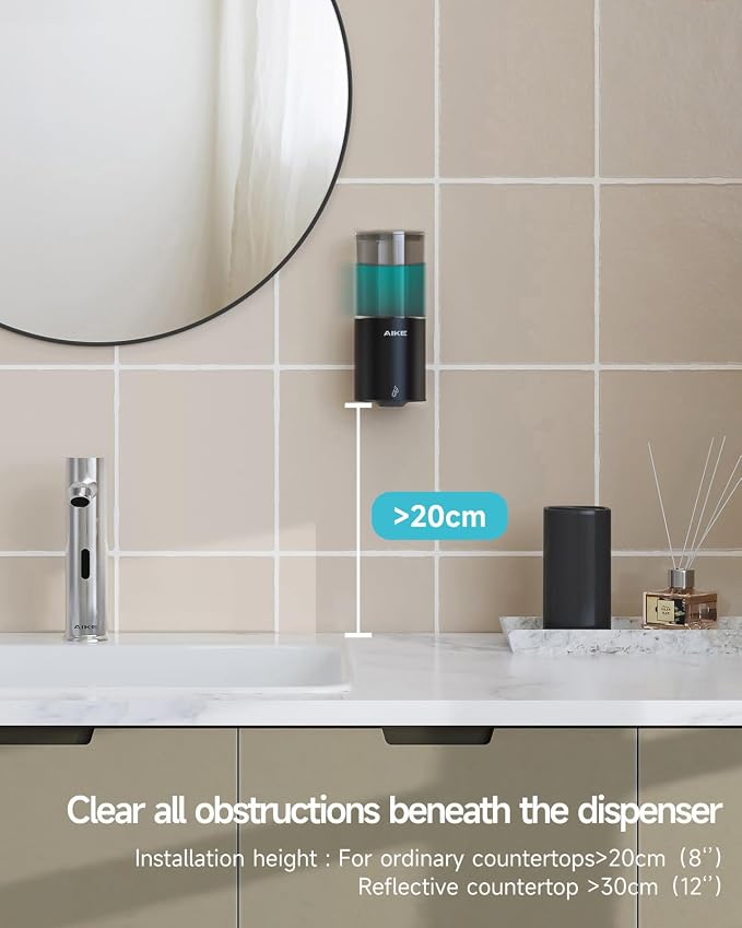 AIKE Automatic Soap Dispenser IPX7 Waterproof 13.5oz Matte Black | No-Drill and - Image 7