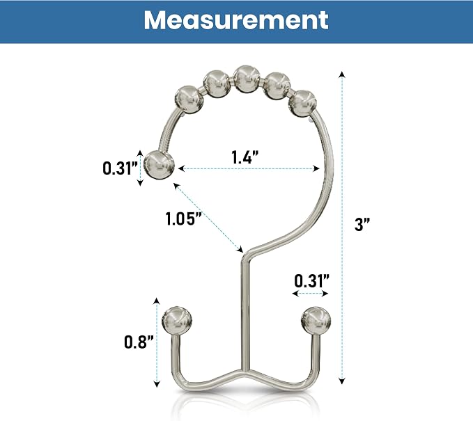Utopia Bedding Double Glide Shower Curtain Hooks, 12 Pack, Nickel | Premium - Image 2