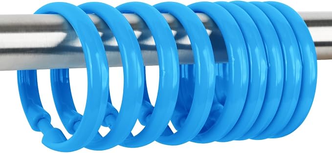 Blue Shower Curtain Hooks by Qulable