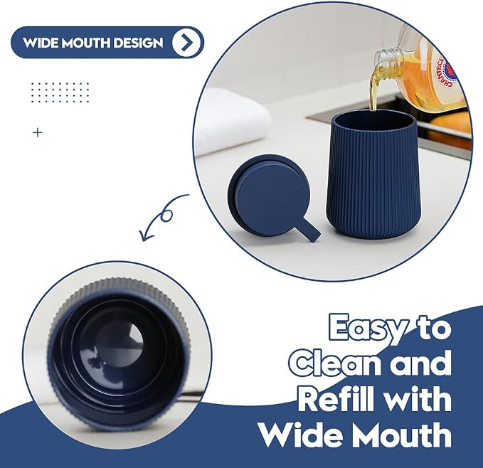 YAUKPH Striped Liquid Hand Soap Dispenser Navy Blue | - Image 6