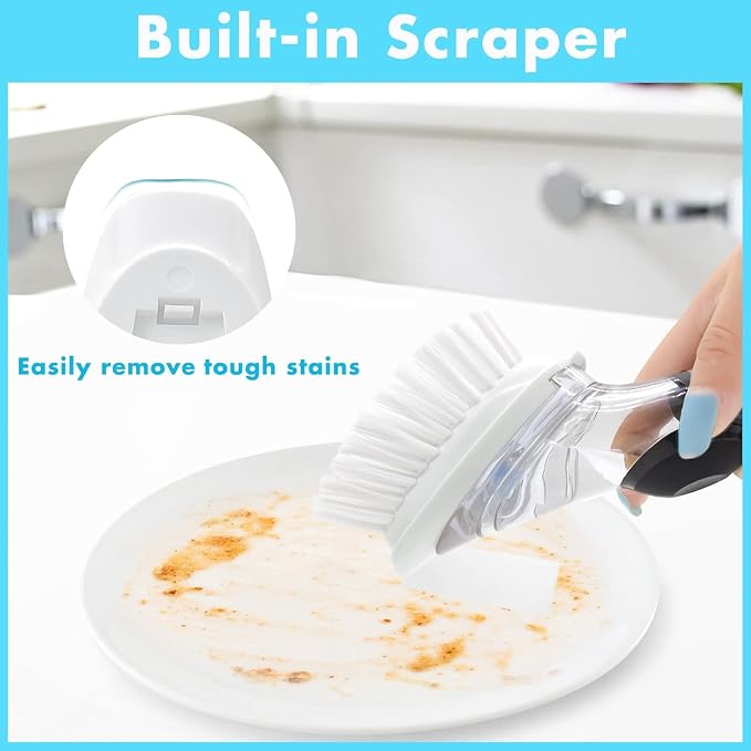 Dish Brush Refills, 12 Pack Dish Brush Replacement Head | Built-in Scraper - Image 4