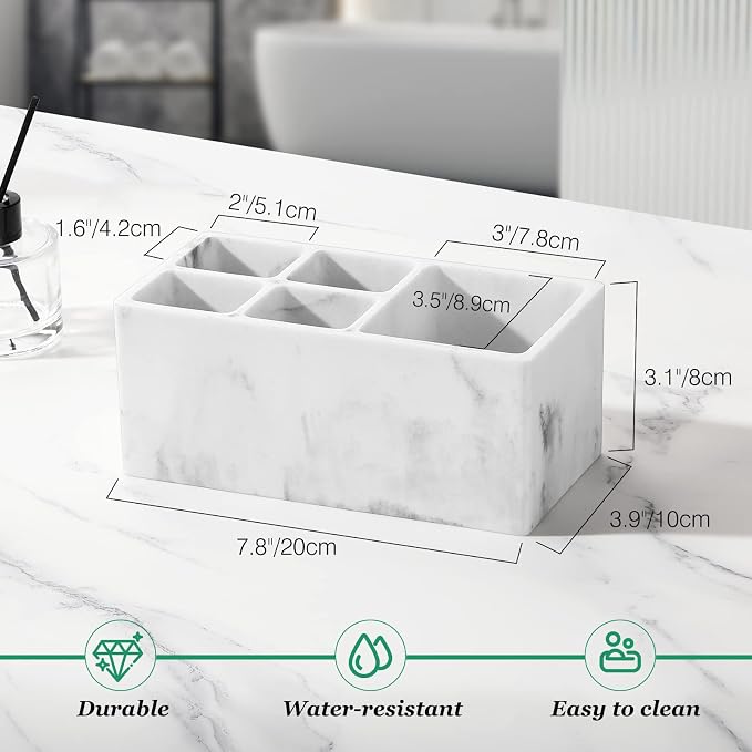 Luxspire 5 Slots Toothbrush Holders, Gravel White | Toothbrush Razor Holder - Image 6