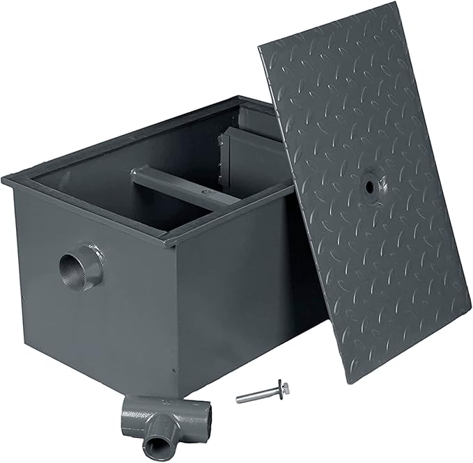 8 LB Carbon Steel Grease Trap Interceptor for Restaurant Under Sink Kitchen | PDI Certified | 4 GPM