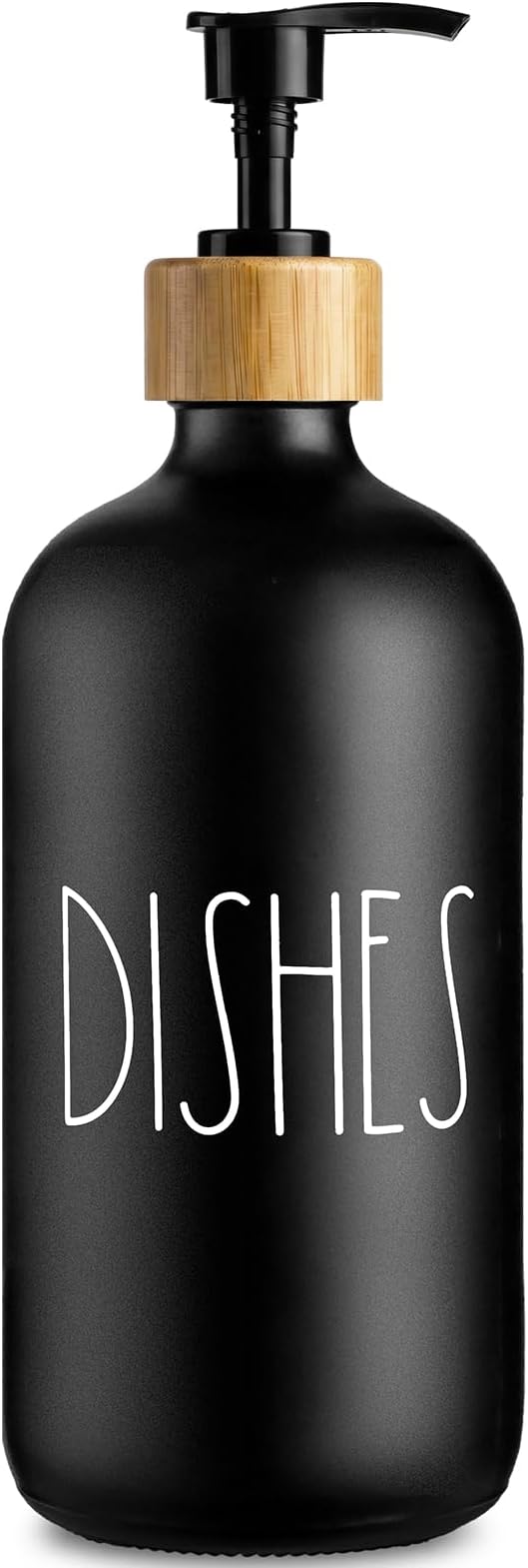 Dish Soap Dispenser for Kitchen, Matte Black Soap Dispenser, Glass Dishes Soap by VIMERPA