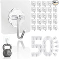 DDMY Hooks for Hanging, 50 Pack Wall Hooks 50lb Transparent Reusable Waterproof by DDMY