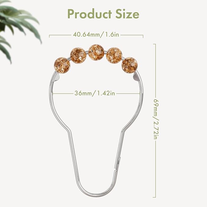 Shower Curtain Hooks, Decorative Shower Curtain Hooks, Amber Shower Curtain - Image 3