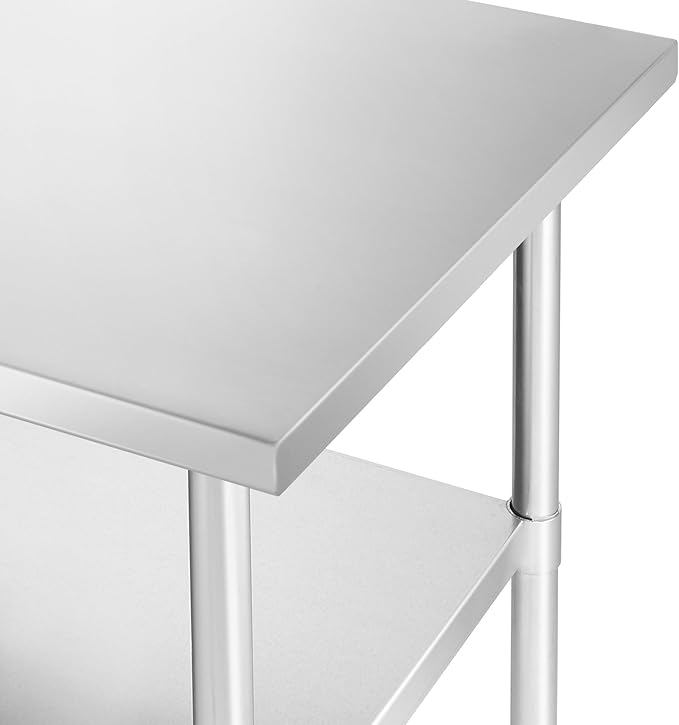 KUTLER Stainless Steel Table 24 x 24 Inches, NSF Heavy Duty Commercial Kitchen Prep and Work Table with Undershelf for Restaurant, Hotel, Home