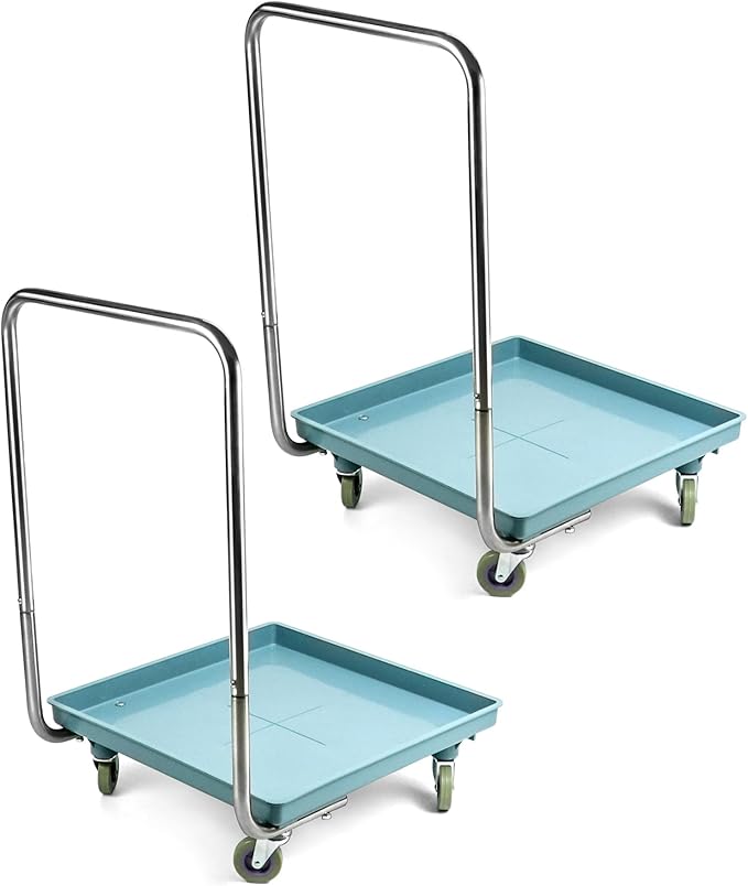 QWORK Warewashing Rack Dolly with Detachable Handle – 200lbs Static Load Cart for Kitchens, Hotels & Catering