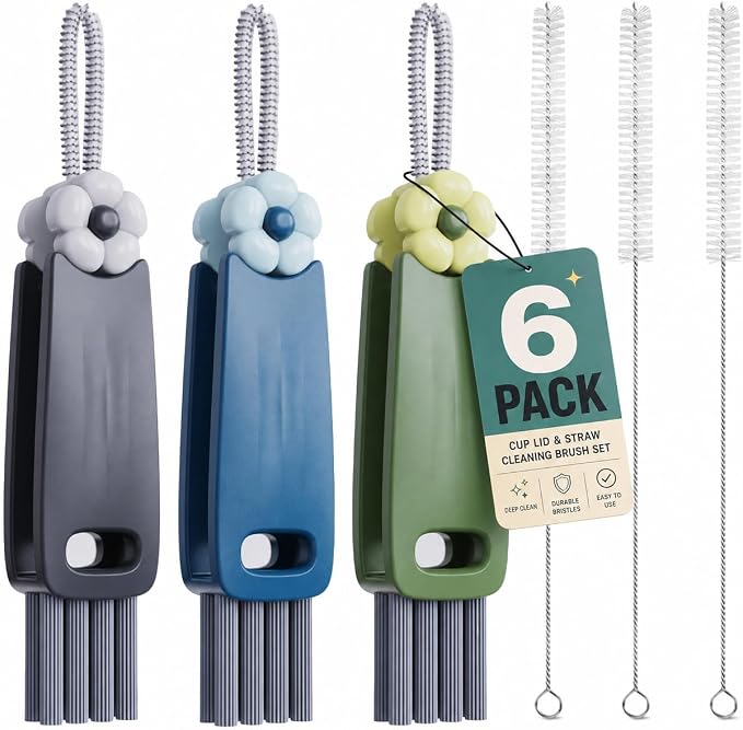6 Pack Cup Lid Cleaning Brush Set by Nodirz