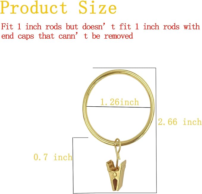 16 Pack Curtain Rings with Clips, Window Clip Rings Curtain Hooks Hangers Clip - Image 2