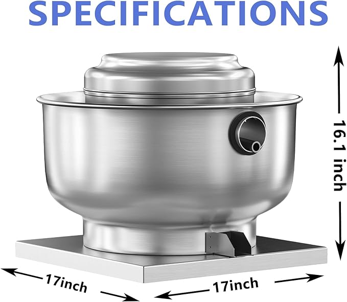 Restaurant Canopy Hood Grease Rated Exhaust Fan- Truck High-Speed Direct Drive Centrifugal Upblast Exhaust Fan 1/6 HP 110 Volt Single Phase Motor 800 CFM