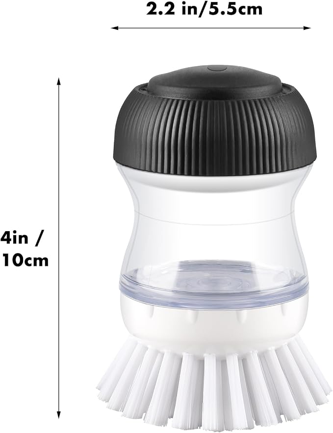OYV Soap Dispensing Palm Brush, Non-Scratch Nylon Bristles, - Image 6