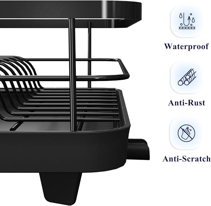 Kitsure Dish Drying Rack for Kitchen Counter, 12.2''W x 15.7''~23''L, Cutlery - Image 6