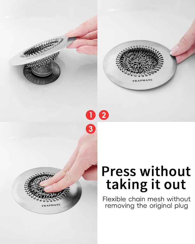 TRAPMATE Shower Drain Hair Catcher, 4.4" Anti-Clogging Bathtub Drain Cover | - Image 7