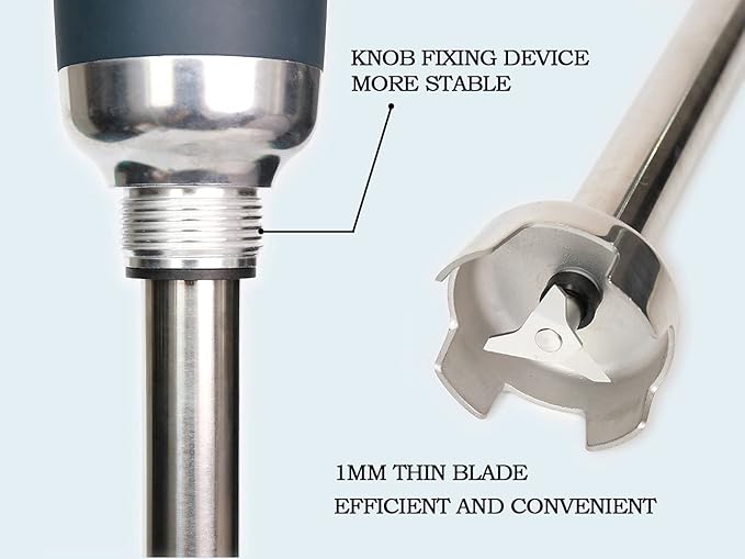 12 in Heavy Duty Immersion Blender Handheld Kitchen, Hand Blenders for Kitchen, Commercial Mixer Electric, 500W Detachable Shaft Adjustable Variable Speed, Emulsifier Blender Handheld