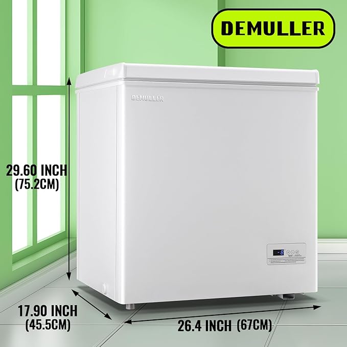 Chest Deep Freezer with 2 Hanging Baskets Electronic Control to 1℉Top Open Door Open Freezer Energy Saving Quiet Operation Perfect for Dorm, Garage and RVS, White