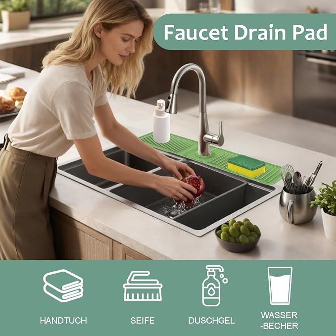 24 Inch Silicone Faucet Mat for Kitchen Sink Splash Guard Folding Faucet Mat - Image 6
