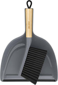 MR.SIGA Dustpan and Brush Set, Bamboo Handle, 1 Set | Handheld brush and by MRSIGA