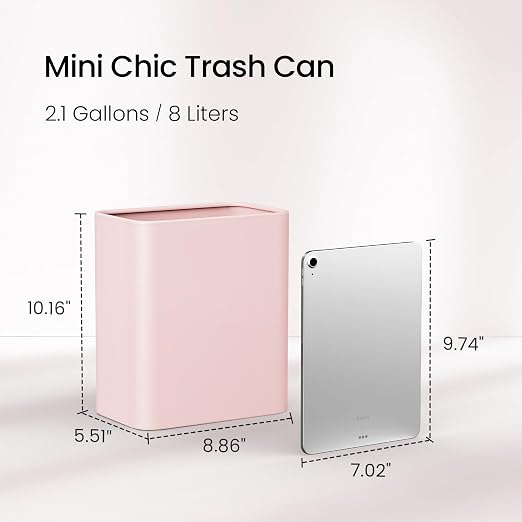 Cesun Small Bathroom Trash Can, 2.1 Gallons, Under Sink Wastebasket, Stainless - Image 3