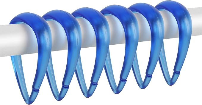 Top-spring Blue Shower Curtain Hooks 12Pcs Drop Shaped Hooks by Top-spring