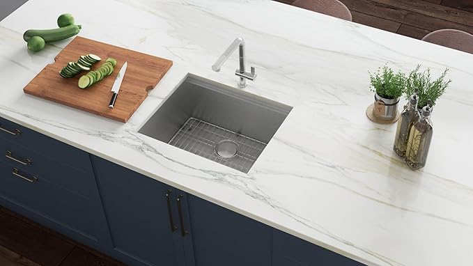 Ruvati 18 x 19 inch Undermount Workstation Bar Prep Sink - 16 Gauge Ledge Stainless Steel kitchen Sink Single Bowl with Brushed Finish hides scratches, Easy-to-Clean - RVH8319