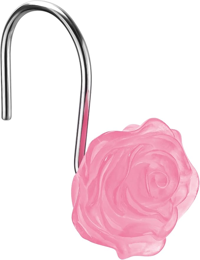 Rose Shower Curtain Hooks, Glow in The Dark, Pretty Floral Themed Elegant by SIMPLE+CLEVER+HOMES+365