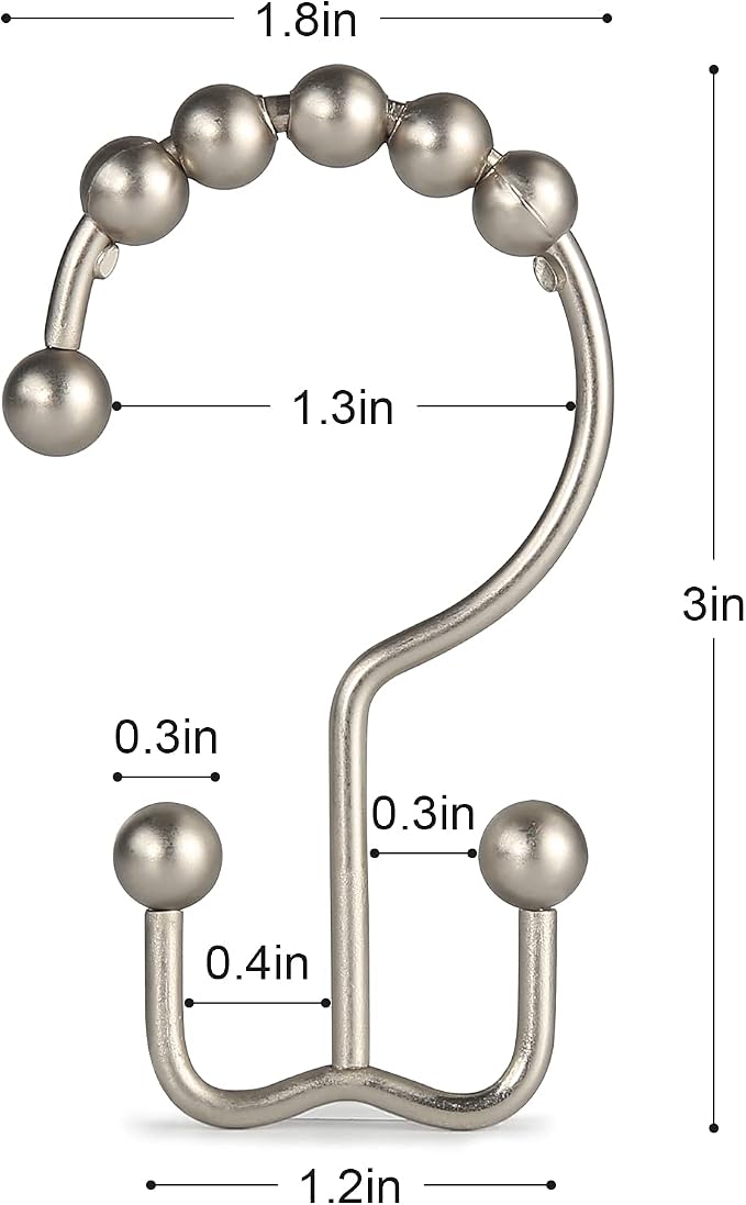 Shower Curtain Hooks, Goowin Shower Curtain Rings, Stainless Steel Shower - Image 3