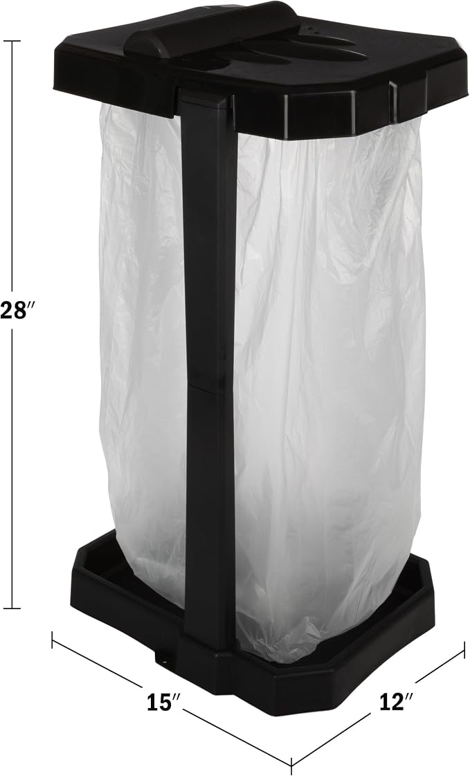 Wakeman Heavy Duty Black Trash Bag Portable Trash Bag Holder Stand - Image 7