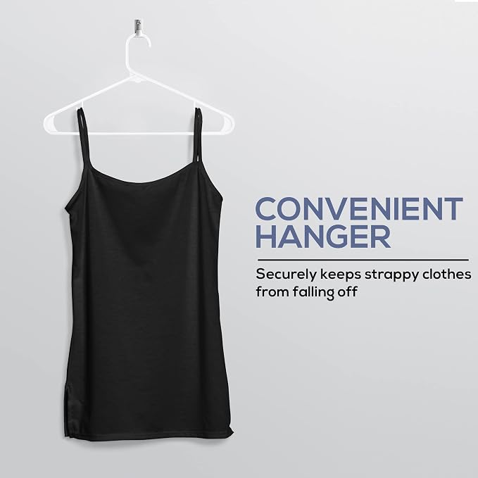 Utopia Home Plastic Hangers 200 Pack – Built-in Strap Hooks White | Space - Image 3