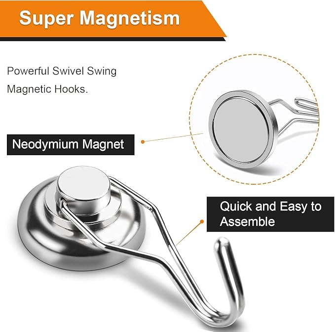 DIYMAG Magnetic Hooks, 120LBS Heavy Duty 16 Pack 2026 Cruise Ship Essentials - Image 6