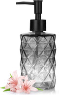 Glass Soap Dispenser with Plastic Pump, 1 Pack 11oz Gradient Diamond Design by Ulable