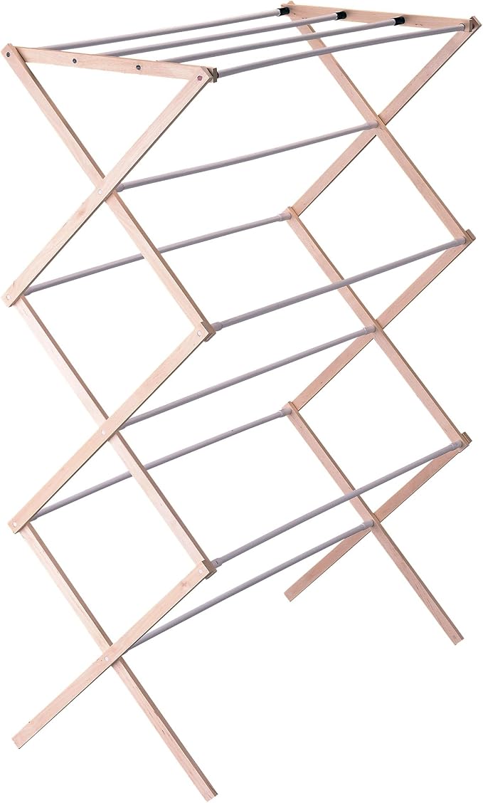 Household Essentials 5001 Collapsible Folding Wooden Clothes Drying Rack by HouseholdEssentials