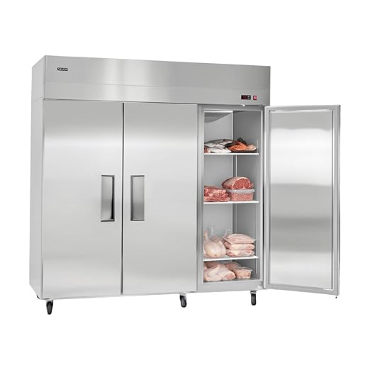 VEVOR Commercial Reach-In Freezer 72" W, 52 Cu.Ft Stainless Steel Upright Freezer with Three Doors, Auto-Defrost, 12 Adjustable Shelves, -11 to 14℉ Temp Control, UL Certified