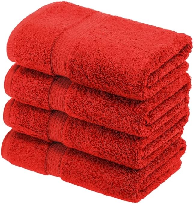 SUPERIOR Egyptian Cotton Plush & Absorbent, Hand Towel Set of 4, Soft Luxury by SUPERIOR