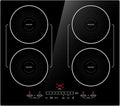 24 Inch Induction Cooktop 4 Burners, Flat Glass Top Electric Stove Hob with Bridge-SYNC, 3 Preset Modes Booster, Timer, Pause, Child Lock, Drop in, 208~240V/40A, Black