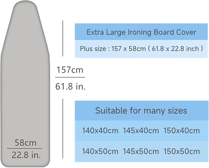 Extra Large Replacement Ironing Board Cover, 61.8x22.8 Inches, Drawstring Design - Image 5
