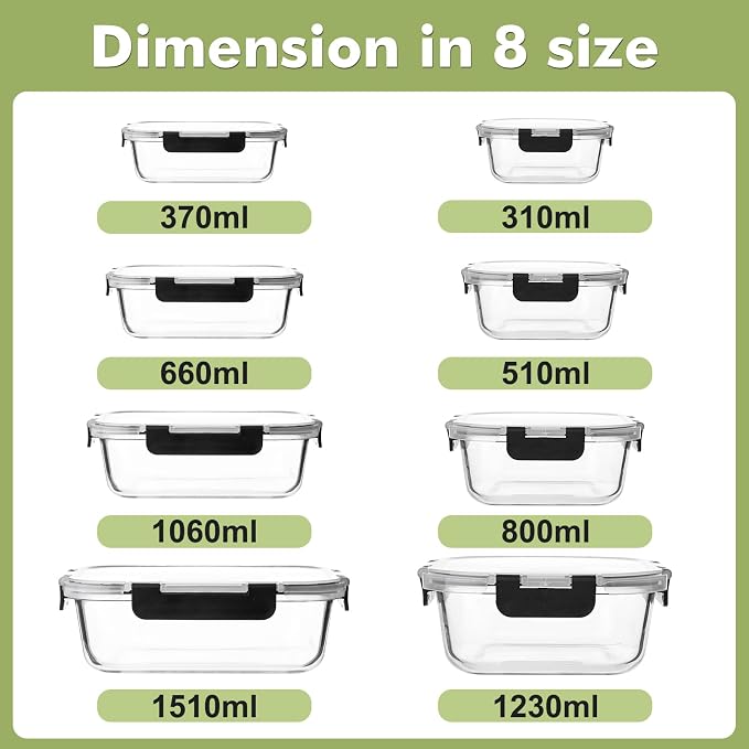 Liuruiyu 8 Pack Glass Food Storage Containers - Image 9