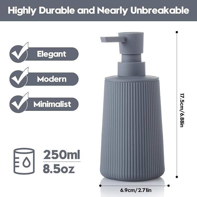 YAUKPH Small Soap Dispenser for Bathroom and Kitchen Matte Gray | Modern - Image 6