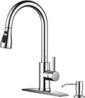 FORIOUS Kitchen Faucet with Soap Dispenser, High Arc Single Handle, Chrome | by FORIOUS
