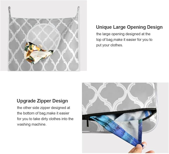 1PC Hanging Laundry Hamper Bag Over the Door Laundry Hamper Wall Hamper Large - Image 4