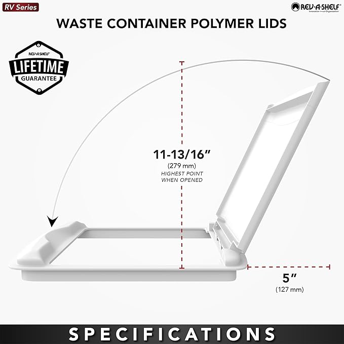 Rev-A-Shelf 50 Qt Under Sink Garbage Can Lid for Base Kitchen and Bathroom Cabinet, Replacement Plastic Trash Bin Lid Only, Black, RV-50-LID-18-1-40