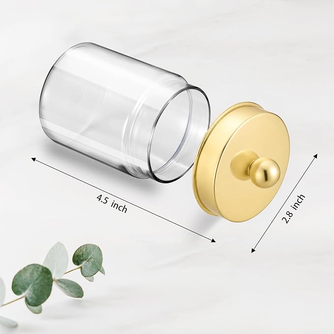 Amolliar Acrylic Apothecary Jar Bathroom Qtip Holder Gold 6 Pack - Image 6