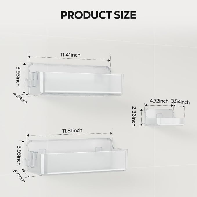 Nieifi Adhesive Shower Shelves, 3 Pieces - Image 2