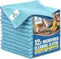 DAN RIVER 12-Pack Blue Microfiber Towels – Ultra Absorbent, Lint-Free & by DanRiver