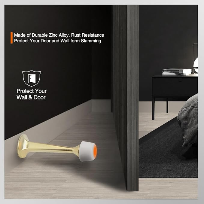 2 Pack Gold Solid Rigid Door Stops - Image 5
